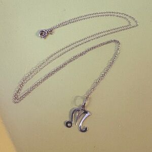 14k Yellow gold M initial necklace